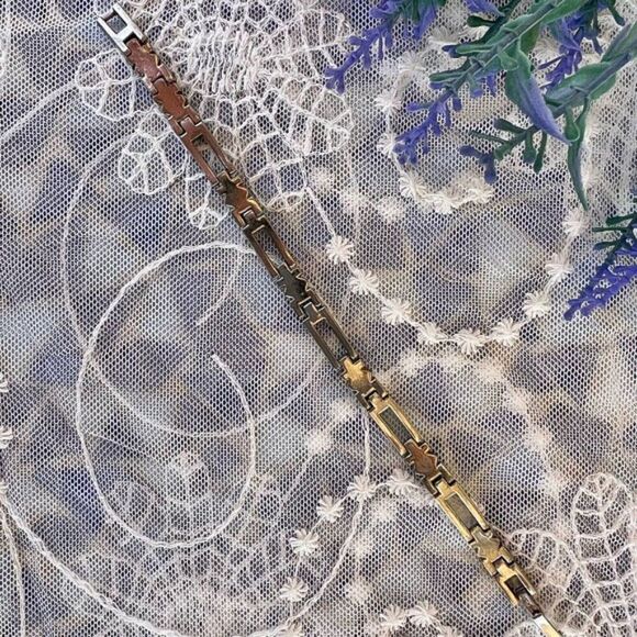 Vintage 80’s/90’s Silver & Rhinestone Link Bracelet - Picture 4 of 5